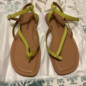 Lime Green Strappy Sandals! Leather.